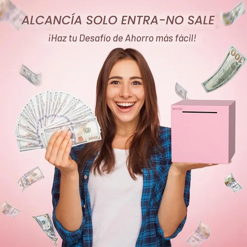 Vista 5 de hizgo Alcancía para adultos, banco de acero inoxidable debe abrirse, rosa
