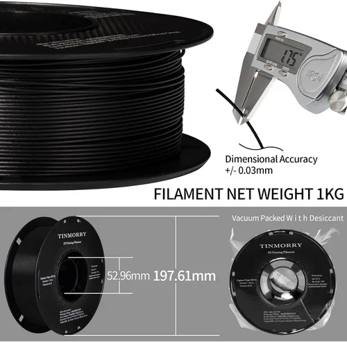 Vista 3 de TINMORRY - Filamento PETG CF de 1.75 mm para impresora 3D, compatible con Bambu LAB, Creality K1C, QIDI MAX3, FLASHFORGE Adventurer 5M, Prusa MK4