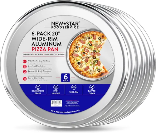 Vista 13 de New Star Foodservice 50868 Bandeja/Sartén para pizza, con borde ancho, de aluminio, 20.3 cm, paquete de 6