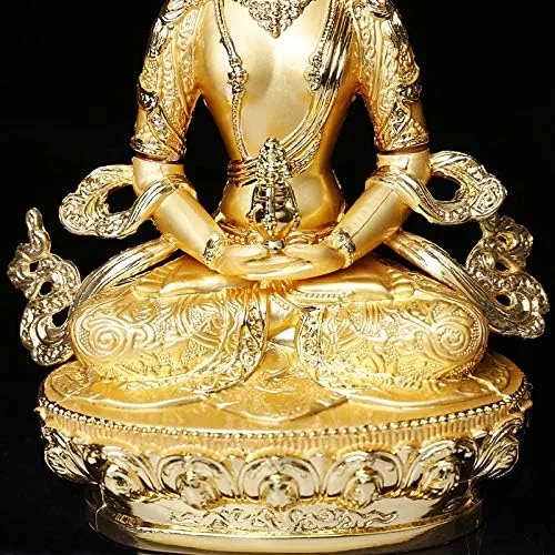 Vista 5 de Longevity/Amitayus 5 pulgadas Eficaz Tranic Oro Buda Aleación Metal Budista Proveedores Hogar Oficina Decorar Estatua Artesanía Regalo Novedad