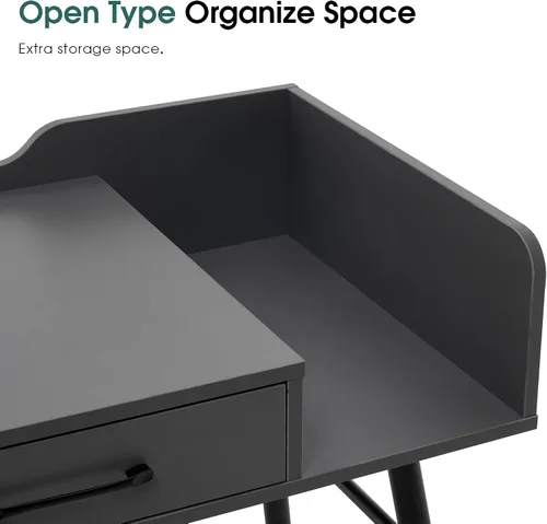 Vista 5 de ivinta Escritorio para computadora, mesa moderna de oficina en casa de 47 pulgadas con almacenamiento, escritorio para computadora portátil con 2