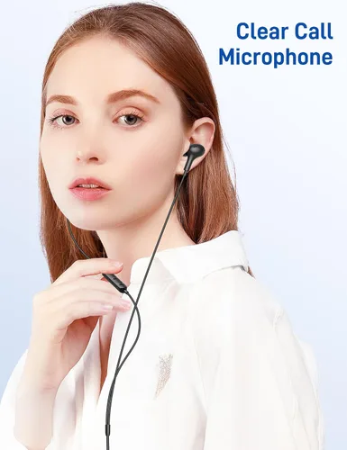 Vista 5 de iMangoo Auriculares con certificación MFi de Apple para audífonos con cable Lightning, auriculares magnéticos con graves HiFi, 3 almohadillas