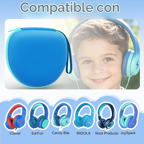 Vista 2 de Funda para auriculares plegables para niños, color negro (solo funda)
