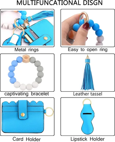 Vista 4 de BVGA Pulsera llavero de pulsera de silicona para mujer