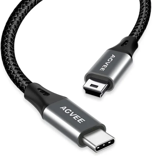 Vista 8 de AGVEE Cable USB-C a mini USB de 1 pie, trenzado duradero Mini-B de 5 pines a tipo C, cargador de datos OTG para Hero 3+, controlador PS3, cámara