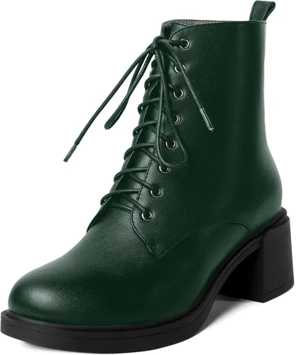 Vista 43 de ROSERWISH Botas altas de tacón bajo y grueso para mujer, con cordones, cómodas, modernas, con puntera redonda, de 2.5 pulgadas