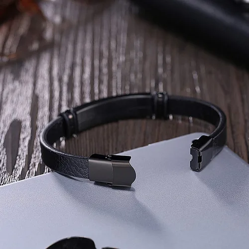 Vista 4 de Morse Code - Pulsera de cuero para hombre, con grabado de código secreto para novio, padre, esposo, para él, pulsera con mensaje oculto