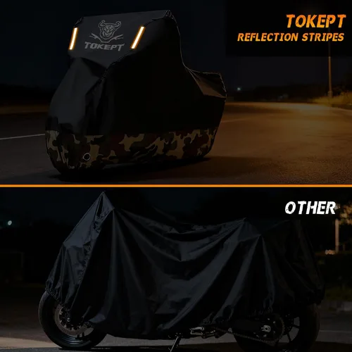 Vista 4 de Funda impermeable para motocicleta, bolsa de almacenamiento para exteriores, hecha de material resistente con agujeros de bloqueo y tira