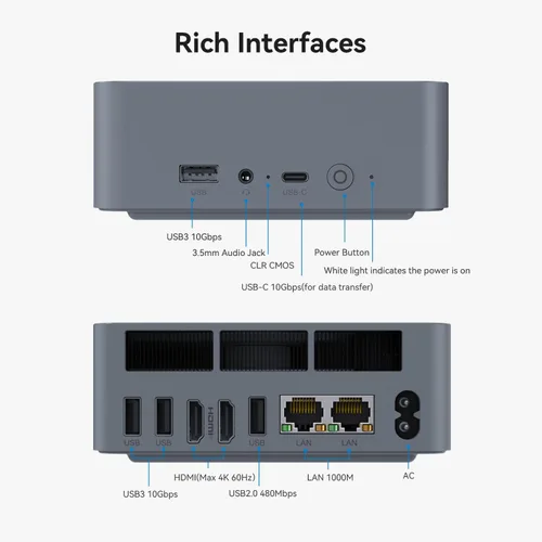 Vista 8 de Beelink EQi12 Mini PC, Intel Core i3-1220P (hasta 4.4GHz) 10C/12T, Mini computadora 32GB DDR4 RAM 1TB NVMe SSD, Computadora de escritorio con PSU