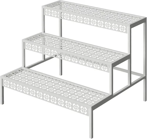 Vista 10 de aboxoo Soporte para Plantas de 3 Niveles Estante para Macetas de Flores, Estante Esquinero Estilo Escalón de Metal para Jardineras, Soporte