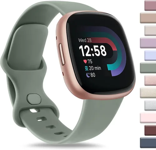Vista 23 de AK Correa deportiva compatible con Fitbit Sense 2, Versa 4, Versa 3, correas clásicas de silicona suave para reloj inteligente, para mujeres