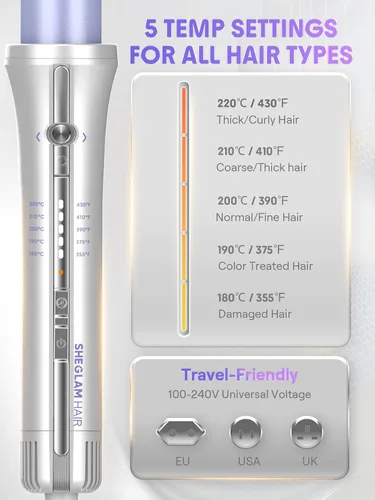 Vista 9 de SHEGLAM One Touch Airflow Styler Pro - Tecnología de aire frío 3.0 con rotación automática para rizos sin espera, rizador, rizos hinchables