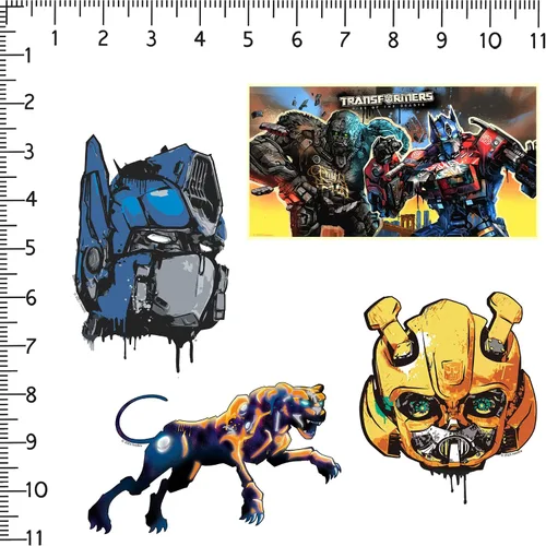 Vista 2 de Transformers: Rise of The Beasts - Paquete variado de calcomanías de vinilo grandes de lujo, diseños de autobots, máximos y terrorcons, laptop