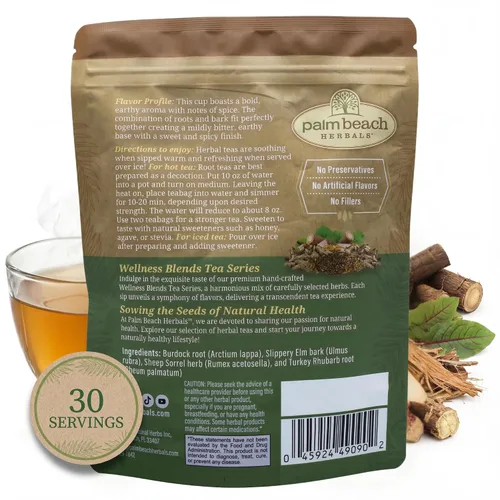 Vista 2 de Palm Beach Medicinal Herbs Essiac Tea - Auténtica mezcla de hierbas Essiac para apoyo inmunológico, desintoxicante y de bienestar, sin cafeína, sin