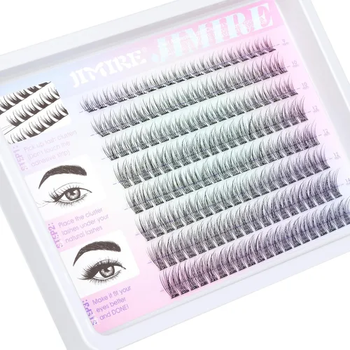 Vista 9 de JIMIRE 160 piezas de pestañas autoadhesivas de aspecto natural, 9-14 mm, racimos de pestañas pre-pegadas, sin necesidad de pegamento, pestañas