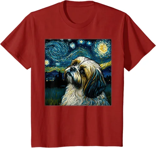 Vista 45 de Camiseta Surrealism Starry Night Shih Tzu Dog