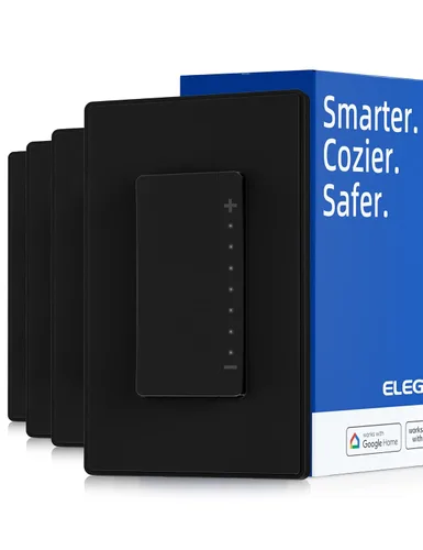 Vista 13 de ELEGRP Atenuador de luz inteligente DPR30, interruptor de atenuación WiFi de 2,4 GHz compatible con Alexa y Google Assistant, de un solo polo/3