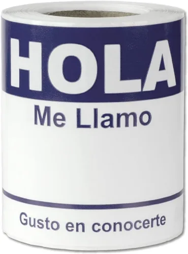 Vista 10 de [100/rollo, 3 rollos = 300 etiquetas] Hola, Me Llamo Equiqueta Adhesivas – Identificación de etiquetas de nombre en español – 4 x 2.3 pulgadas