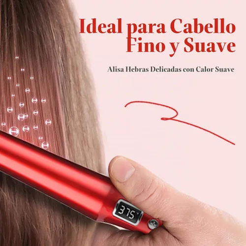 Vista 8 de Alisador y rizador de pelo 2 en 1, titanio y cerámica, rojo