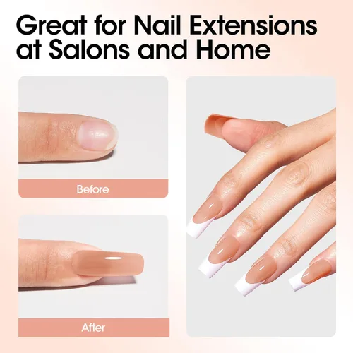 Vista 3 de GELLEN Natural Nude - Gel constructor de extensión de uñas de poligel, sin hema, TPO y TMPTA, 2.16 onzas 017 para engrosamiento de uñas de larga