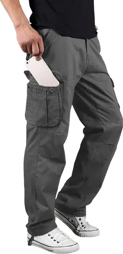 Vista 5 de TIANBA Pantalones militares de senderismo para hombre, pantalones casuales para exteriores, ligeros, tácticos, con múltiples bolsillos
