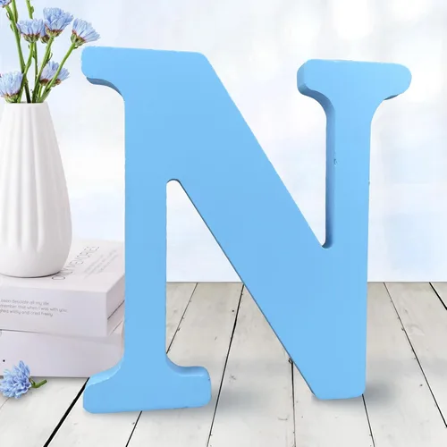 Vista 8 de AOCEAN - Letras de madera azul de 6 pulgadas, letras de madera sin terminar para decoración de pared, letras decorativas en pie, cortes de letras