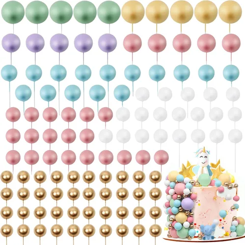 Vista 13 de 115 PCS Adornos para Pasteles de Pelota - Decoraciones de Pastel de Mini Globos Pelota de Espuma Palillos para Cupcakes Adornos Insertables DIY