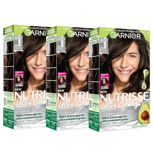 Vista 10 de Garnier Nutrisse Ultra Coverage - Tinte en crema nutritiva para el cabello, 200 negro suave oscuro (negro sésamo), tinte permanente para el cabello