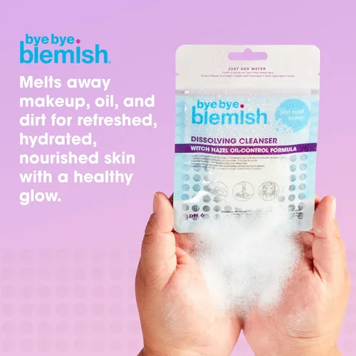 Vista 3 de Bye Bye Blemish Hojas limpiadoras disolventes – Lavado facial con control de aceite de hamamelis, jabón de papel facial activado por agua para piel