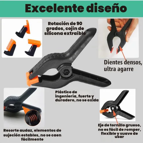 Vista 3 de Abrazaderas de resorte, paquete de 6, abrazaderas de resorte de plástico profesional de 6 pulgadas de alta resistencia para manualidades, clips