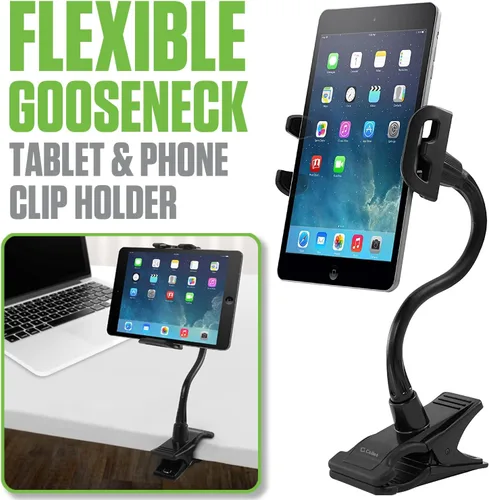 Vista 2 de Soporte flexible de cuello de cisne para teléfono celular y soporte para tableta con abrazadera. Soporte de clip para dormitorio, escritorio
