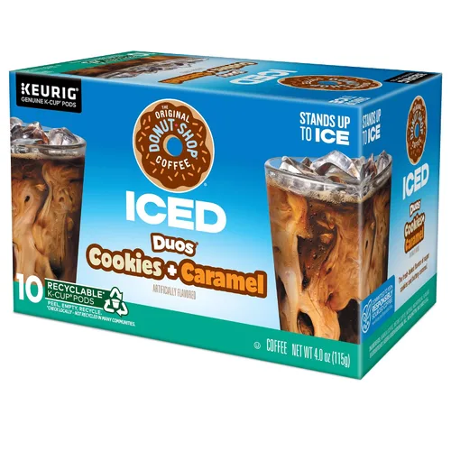Vista 17 de The Original Donut Shop ICED Duos Cookies + Caramel Coffee, Keurig Cápsulas K-Cup de una sola porción, 60 unidades (6 paquetes de 10)