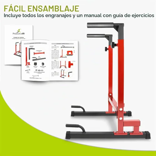 Vista 3 de ProsourceFit Estación de flexiones con altura ajustable, equipo para parte superior del cuerpo para gimnasio en casa Rojo