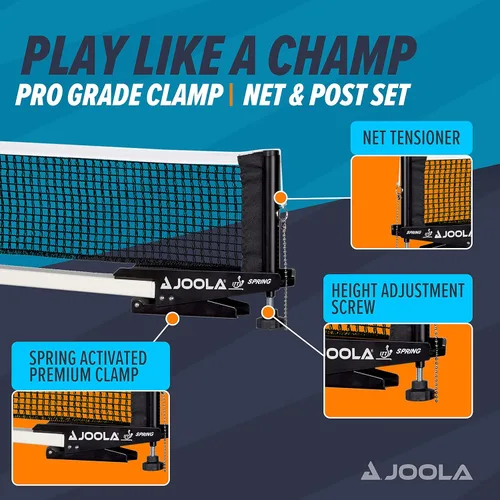 Vista 2 de JOOLA Premium Avanti Table Tennis Net and Post Set - Portable and Easy Setup Ping Pong Screw On Clamp Net