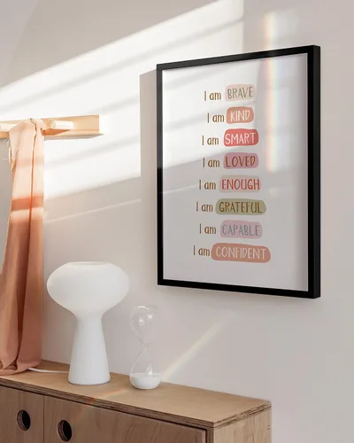 Vista 4 de HAUS AND HUES Arte de pared con citas inspiradoras, carteles motivacionales para aula, regalos de atención plena, afirmaciones de amor propio