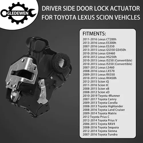 Vista 3 de Motor del actuador de cerradura de puerta delantero izquierdo del lado del conductor para Toyota 4Runner Camry Tundra Sequoia, Lexus ES350 GS350