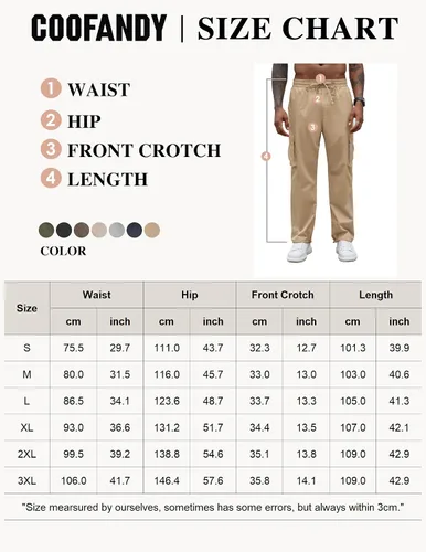 Vista 6 de COOFANDY Pantalones cargo casuales para hombre, pantalones deportivos de algodón con cordón