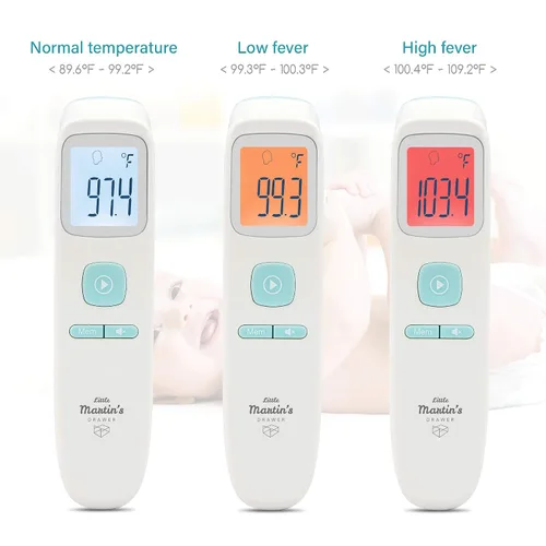 Vista 4 de Termómetro sin contacto para adultos, niños, bebés y bebés, termómetro infrarrojo sin contacto con pantalla LCD, termómetro digital para la frente