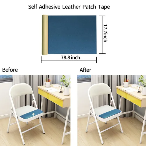 Vista 3 de Cinta de reparación de cuero autoadhesiva de gran tamaño para muebles, kit de reparación de vinilo autoadhesivo duradero de 17.7 x 78.8 pulgadas
