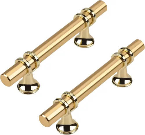 Vista 22 de Paquete de 5 Tiradores de Gabinetes de Cocina Níquel Cepillado y Oro Tiradores de Gabinetes 3-3/4 Pulgadas Tiradores Plateado Oro para Tocador Baño