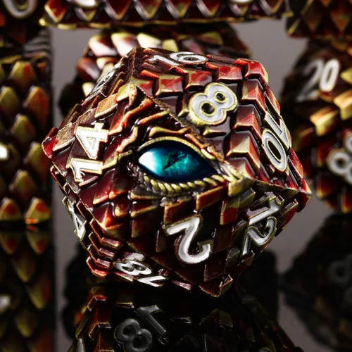 Vista 10 de 1 dado de metal D20 DND – Dados poliédricos gigantes metálicos de 20 caras, dados grandes de 1.378 in de ojo de dragón para juego de mesa
