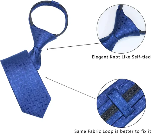Vista 4 de AUSKY Corbata ajustada con cremallera ajustable preatada, lazos delgados de clip de 2.35 pulgadas para hombres o niños