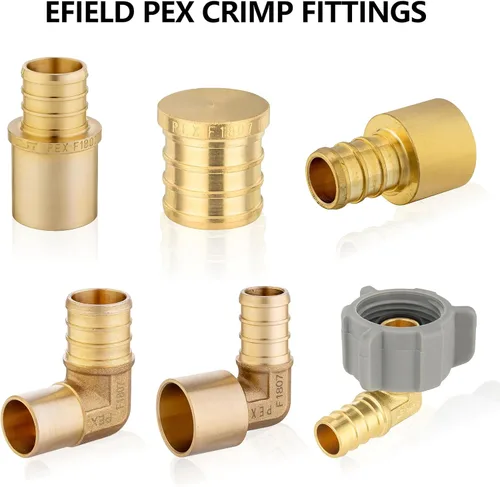 Vista 4 de EFIELD Pex - Juego de 2 accesorios de engarzado de latón para púas de latón con codo giratorio NPT de 1/2 pulgada Pex de 1/2 pulgada x 1/2 pulgadas