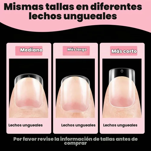 Vista 4 de Puntas de Uñas Cuadradas Extra Cortas, SINOKAME Ajuste Más Amplio Uñas Postizas Cuadradas Cortas Transparentes de Presión, Extensiones de Uñas