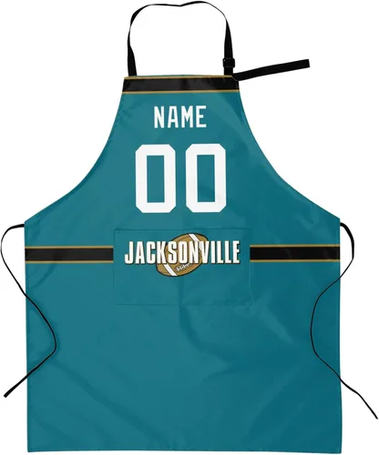 Vista 18 de Delantal con bolsillos, nombre personalizado y número, regalos personalizados para hombres y mujeres fanáticos del fútbol