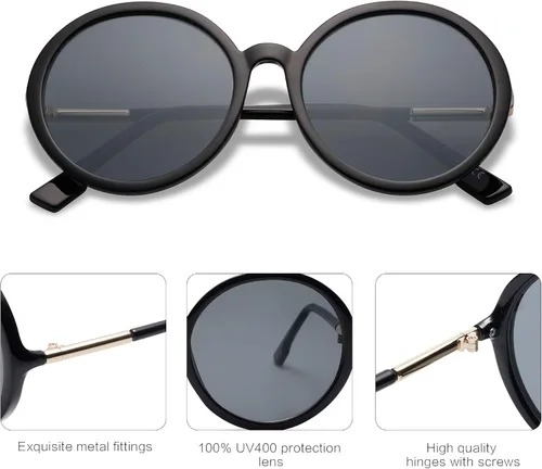 Vista 2 de SOJOS Gafas de sol redondas vintage para mujer estilo clásico retro SJ2121