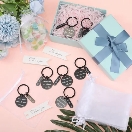 Vista 6 de Yinkin 72 piezas de regalo de agradecimiento a los empleados a granel para empleados regalos de agradecimiento llaveros con bolsas para graduación