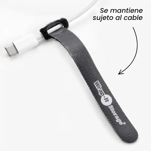 Vista 3 de Wrap-It Storage, correas de 5 pulgadas (50 unidades), reutilizables, organizador de cables de gancho y bucle para organización de cables
