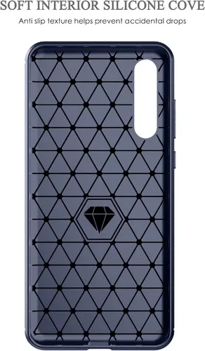 Vista 5 de Asuwish Funda para Huawei P20 Pro con protector de pantalla de vidrio templado y accesorios para celda, delgada y suave goma de silicona TPU Azul