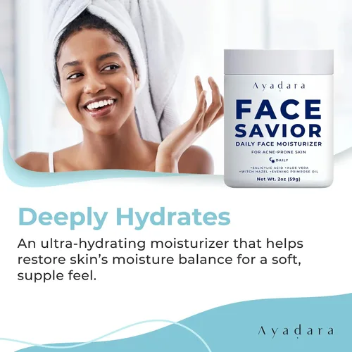 Vista 3 de Ayadara Hidratante facial para el acné, 2 onzas líquidas, hidratante facial avanzado con control de aceite para piel grasa, crema hidratante